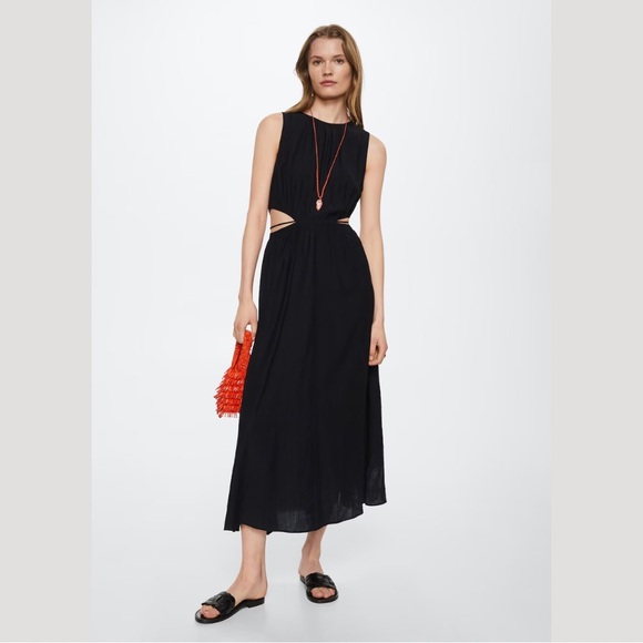 Mango side slit dress in black size L - Picture 1 of 10